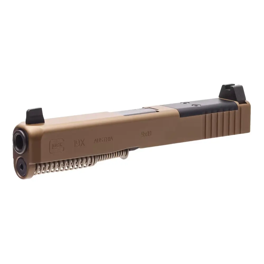Glock 19X MOS OEM slide in coyote with optic cut and cover plate